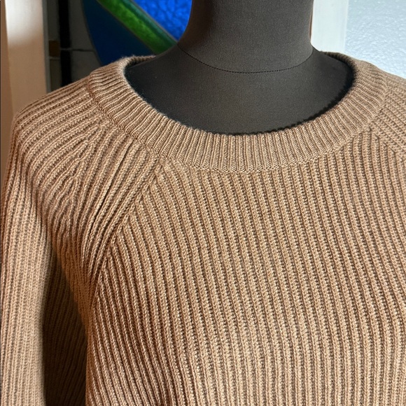 J Crew 100% Cashmere Tan Rib Knit Sweater SZ M - Picture 2 of 6